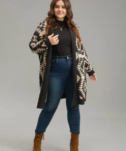 Anti-Pilling Supersoft Essentials Geo Lapel Collar Cardigan -Clothing Shop 82450742 rb