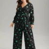 Star Glitter Belted V Neck Jumpsuit