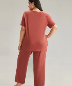 Cotton Plain Raglan Sleeve Sleep Top -Clothing Shop 825804295 kh