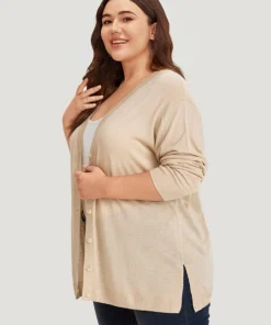 Supersoft Essentials Solid Button Through Loose Cardigan -Clothing Shop 826259689 fm