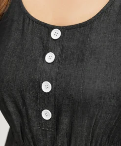 Solid Pocket Button Detail Zipper Tank Jumpsuit -Clothing Shop 826549163 ii