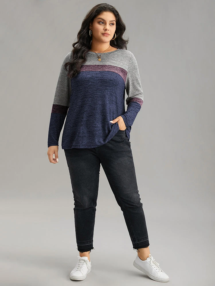 Heather Colorblock Contrast Crew Neck T-shirt 19 Heather Colorblock Contrast Crew Neck T-shirt - Image 17