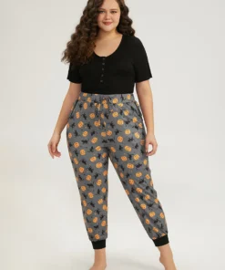 Halloween Print Drawstring Sleep Pants -Clothing Shop 827092320 bm