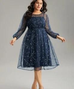 Galaxy Sequin Mesh Embroidered Patchwork Dress