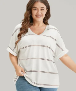 Striped Contrast Dolman Sleeve T-shirt -Clothing Shop 828690433 vv a7475662 9fd8 42c6 8960 8e8f875afa51