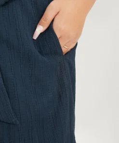 Plain Surplice Neck Ruffle Sleeve Pocket Belted Romper -Clothing Shop 829213511 ww