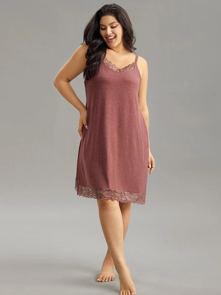 Solid Guipure Lace Pocket Cami Sleep Dress 5 Solid Guipure Lace Pocket Cami Sleep Dress - Image 3