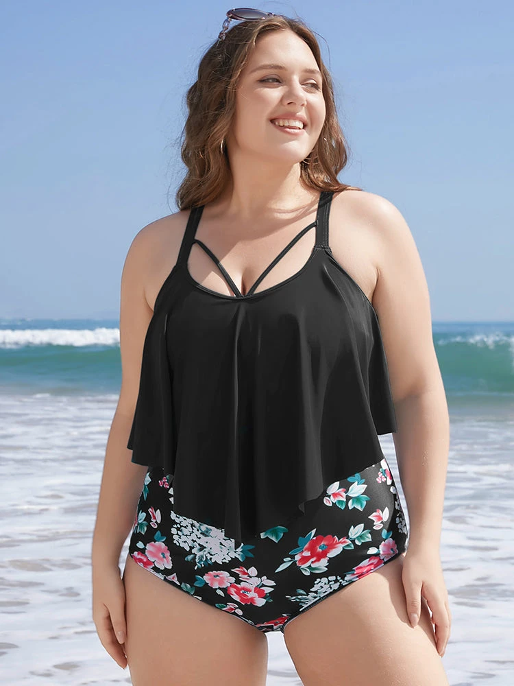 Floral Patchwork Asymmetrical Ruffles Sculpt Waist One Piece Swimsuit 10 Floral Patchwork Asymmetrical Ruffles Sculpt Waist One Piece Swimsuit - Image 8
