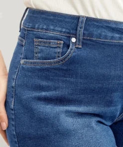 Skinny Very Stretchy High Rise Dark Wash Contrast Denim Shorts -Clothing Shop 83143968 jb