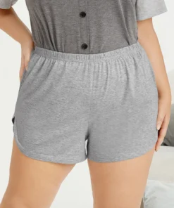 Solid Pocket Elastic Waist Sleep Shorts -Clothing Shop 832807151 ig