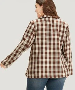 Plaid Button Through Flap Pocket Blazer 13 Plaid Button Through Flap Pocket Blazer -Clothing Shop 833658355 gf