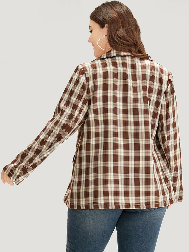 Plaid Button Through Flap Pocket Blazer 4 Plaid Button Through Flap Pocket Blazer - Image 2