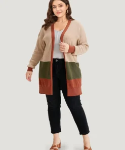 Colorblock Contrast Split Side Cardigan 18 Colorblock Contrast Split Side Cardigan -Clothing Shop 833798773 ei