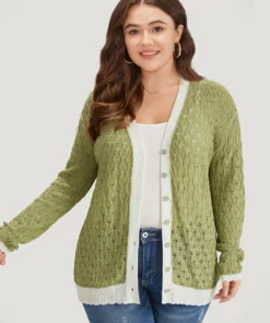 Two Tone Patchwork Cut Out Button Down Cardigan 22 Two Tone Patchwork Cut Out Button Down Cardigan -Clothing Shop 834417454 uo