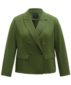 Solid Suit Collar Button Detail Blazer -Clothing Shop 835882044 kk