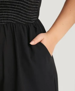 Striped Patchwork Pocket Button Detail Shirred Cami Jumpsuit 16 Striped Patchwork Pocket Button Detail Shirred Cami Jumpsuit -Clothing Shop 835947049 fc