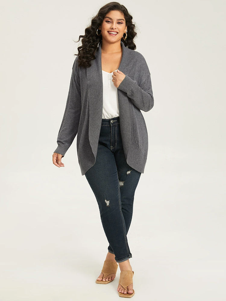Supersoft Essentials Plain Texture Arc Hem Cardigan 8 Supersoft Essentials Plain Texture Arc Hem Cardigan - Image 6