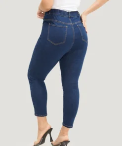 Skinny Very Stretchy High Rise Dark Wash Elastic Waist Jeans 18 Skinny Very Stretchy High Rise Dark Wash Elastic Waist Jeans -Clothing Shop 836203884 jt