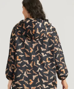 Halloween Bat Pattern Zipper Fly Hooded Coat -Clothing Shop 836283899 kd