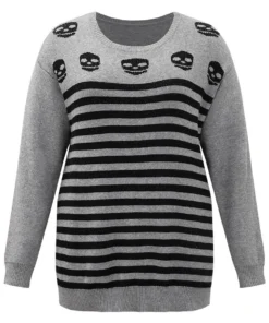Halloween Supersoft Essentials Skull Print Striped Round Neck Pullover 15 Halloween Supersoft Essentials Skull Print Striped Round Neck Pullover -Clothing Shop 836753236 au