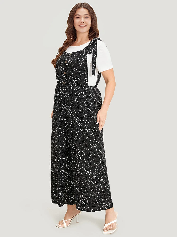 Polka Dot Pocket Button Detail Overall Jumpsuit 6 Polka Dot Pocket Button Detail Overall Jumpsuit - Image 4