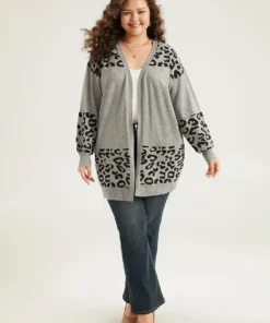 Supersoft Essentials Leopard Contrast Elastic Cuffs Pullover -Clothing Shop 839553179 mh