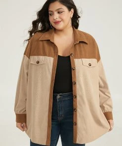 Two Tone Button Through Patchwork Coat -Clothing Shop 839919320 ev