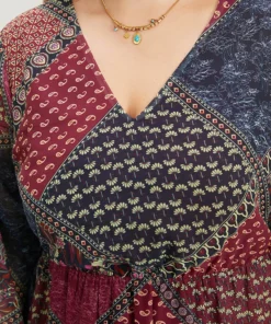 Bandana Print Shirred Flutter Hem Dress 19 Bandana Print Shirred Flutter Hem Dress -Clothing Shop 840007396 rs