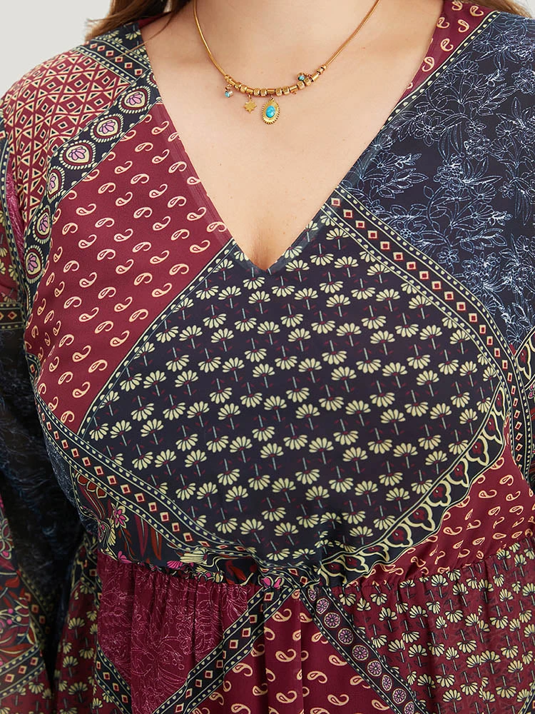 Bandana Print Shirred Flutter Hem Dress 9 Bandana Print Shirred Flutter Hem Dress - Image 7