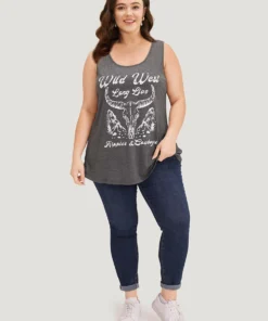 Western Country Graphic Crew Neck Tank Top 14 Western Country Graphic Crew Neck Tank Top -Clothing Shop 840399495 vl
