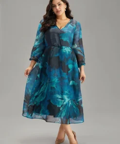 Floral Mesh Patchwork Pocket Elastic Waist Dress -Clothing Shop 840544529 kg ed998f91 7d2f 4933 af3f 75b2c0bdf2a0