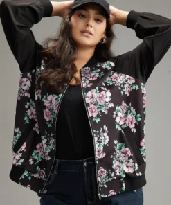 Floral Patchwork Zipper Pocket Jacket 12 Floral Patchwork Zipper Pocket Jacket -Clothing Shop 841639621 dm