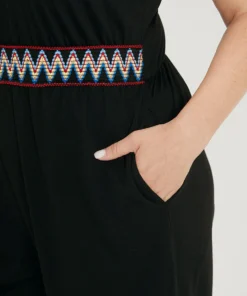 Contrast Trim Pocket Patchwork Cami Jumpsuit -Clothing Shop 841683824 sa