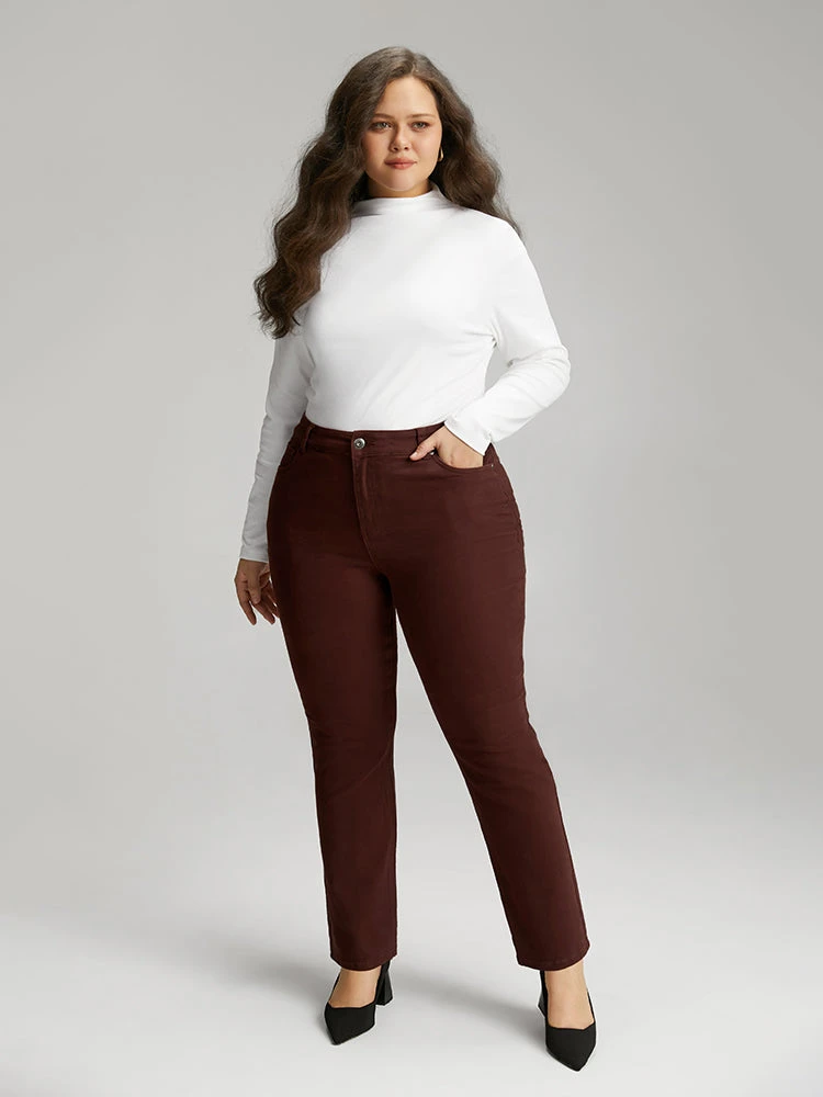 Cotton Straight Leg High Rise Color Wash Jeans 4 Cotton Straight Leg High Rise Color Wash Jeans - Image 2