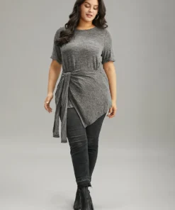 Plain Bowknot Front Heather T-shirt 13 Plain Bowknot Front Heather T-shirt -Clothing Shop 843027038 qp