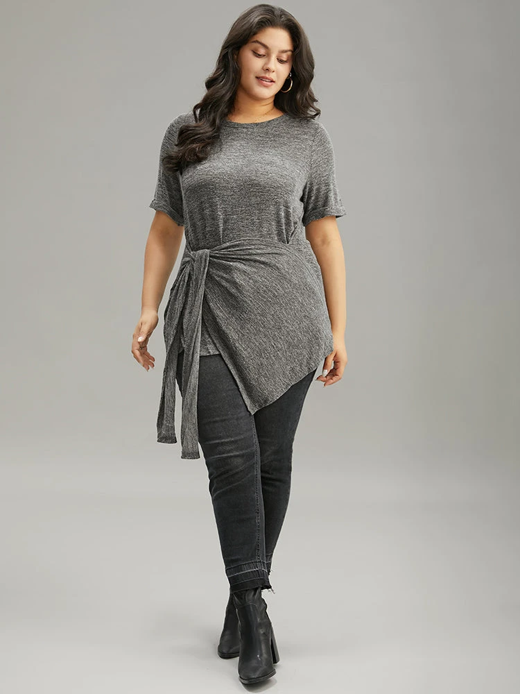 Plain Bowknot Front Heather T-shirt 7 Plain Bowknot Front Heather T-shirt - Image 5