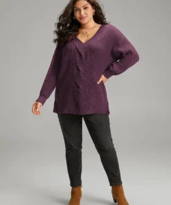 Cable Knit Split Side Elastic Cuffs Pullover -Clothing Shop 843976655 lp fd7de08e 9a3b 4b54 86d2 2d9ba94eadbb