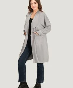 Solid Lapel Collar Patched Pocket Faux Suede Coat -Clothing Shop 843982191 zg 3aac8985 abd1 4431 9814 e77ff634d139