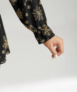 Glitter Snowflake Elastic Waist Ruched Wrap Blouse 19 Glitter Snowflake Elastic Waist Ruched Wrap Blouse -Clothing Shop 844802250 xz