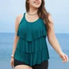 Ruffle Tiered Adjustable Straps Tankini Top -Clothing Shop 84626481 el