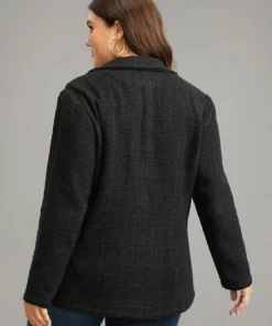 Plain Tweed Plisse Pocket Button Through Blazer -Clothing Shop 846755559 rh