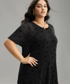 Glitter Star Print Mesh T-shirt -Clothing Shop 847373603 lt ad49c435 8039 4092 8680 6a72648629c0