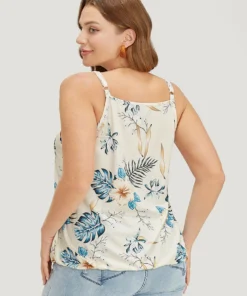 Floral Adjustable Straps Surplice Neck Cami Top -Clothing Shop 847379800 li