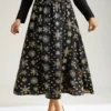 Snowflake Glitter Elastic Waist Pocket A-line Skirt -Clothing Shop 847565660 ox