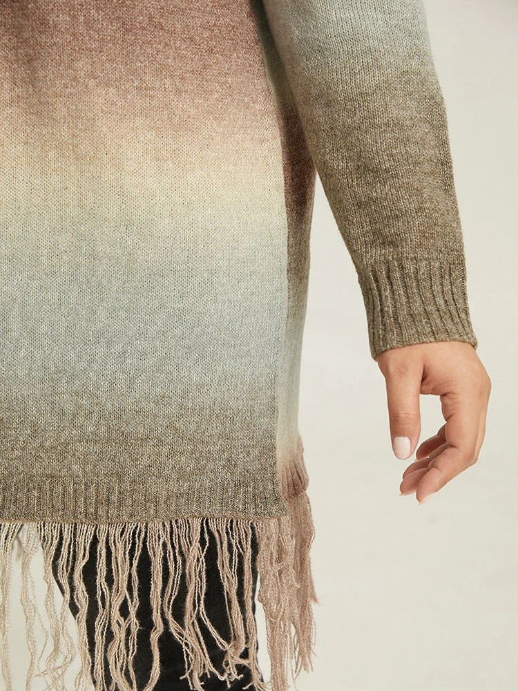 Ombre Fringe Trim Open Front Cardigan 9 Ombre Fringe Trim Open Front Cardigan - Image 7