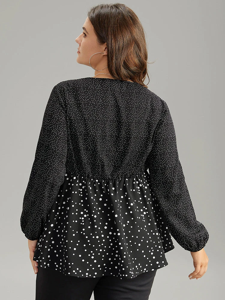 Polka Dot Ruched Ties Lantern Sleeve Blouse 4 Polka Dot Ruched Ties Lantern Sleeve Blouse - Image 2