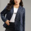 Plaid Flap Detail Suit Collar Button Up Blazer -Clothing Shop 848526936 xj