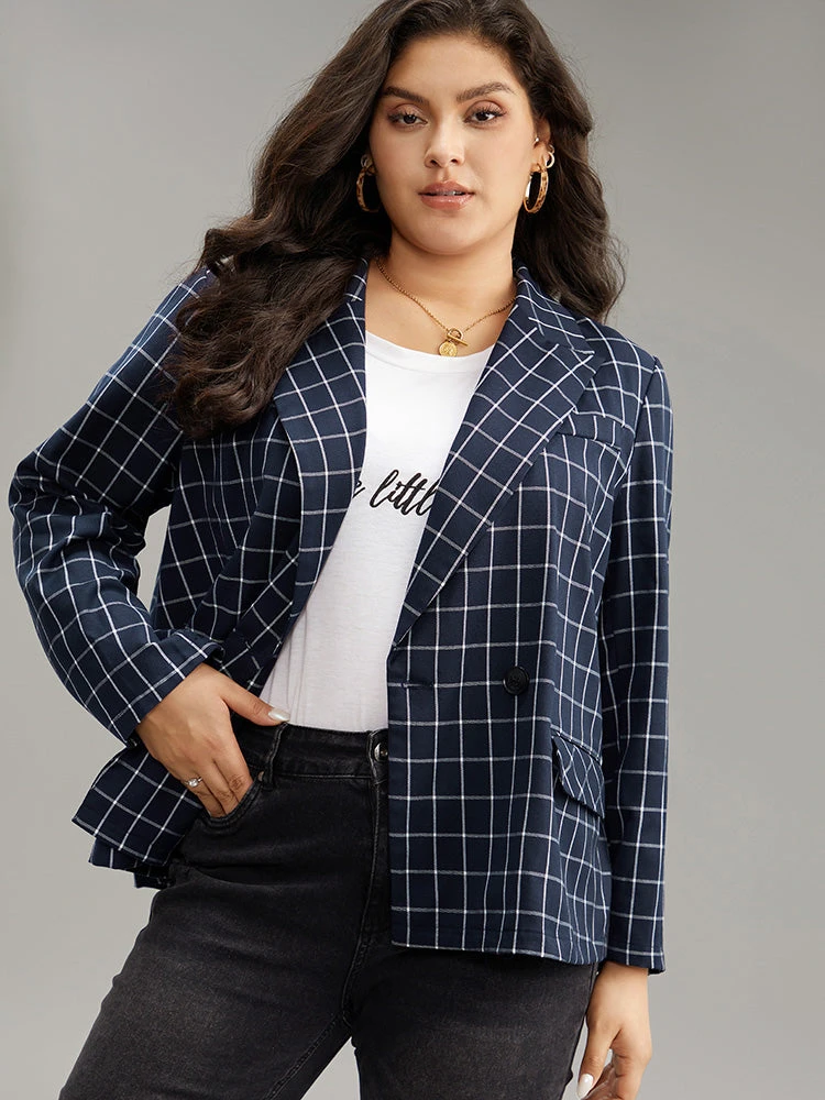 Plaid Flap Detail Suit Collar Button Up Blazer 3 Plaid Flap Detail Suit Collar Button Up Blazer