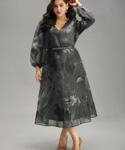 Floral Mesh Patchwork Pocket Elastic Waist Dress -Clothing Shop 849862627 we 74d4ec2d 8e6b 4884 b570 48d0b444c3e8