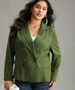 Solid Suit Collar Button Detail Blazer